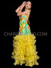  Splendor Yellow Sequin Tiered Ruffled Organza Pageant Gown