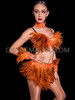 Samba Carnival Orange Feather Bra and Skirt Set