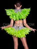 Radiant Neon Green Feather Flare Collar and Skirt Set