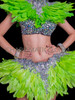 Radiant Neon Green Feather Flare Collar and Skirt Set