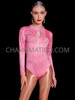 Pink Barbie Bliss Long Sleeve Dancer Rhinestone Bodysuit