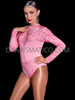 Pink Barbie Bliss Long Sleeve Dancer Rhinestone Bodysuit