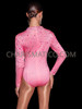Pink Barbie Bliss Long Sleeve Dancer Rhinestone Bodysuit