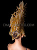Half Mask Styled Shiny Golden Diva Fancy Spiked Mohawk Headdress