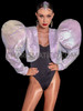  White Sequin Showstopper Puff Sleeve Drag Queen Jacket