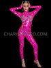 Fuchsia Glitz Gala Sequin Extravaganza Performance Catsuit Jumpsuit
