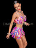 Pink Electro Spark Rave Sequin Top and Skirt