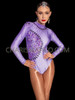 Lavender Elegance Dancer Rhinestone Long Sleeve Bodysuit