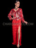  Red Spectacle Rectangle Sequin Drag Queen Long Sleeve Gown