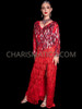  Red Spectacle Rectangle Sequin Drag Queen Long Sleeve Gown
