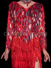  Red Spectacle Rectangle Sequin Drag Queen Long Sleeve Gown