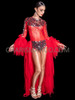 Majesty Red Paso Doble Leotard Dress with Tulle Tail Skirt
