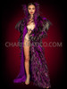 Purple Dramatic Long Drag Queen Feather Coat
