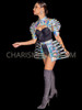  Hologram Silver Futuristic Warrior Vinyl Borolo & Cage Skirt Set