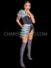  Hologram Silver Futuristic Warrior Vinyl Borolo & Cage Skirt Set