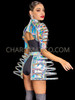  Hologram Silver Futuristic Warrior Vinyl Borolo & Cage Skirt Set