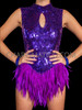 Purple Raven Feather Keyhole Neckline Dance Leotard