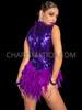 Purple Raven Feather Keyhole Neckline Dance Leotard