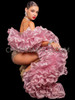 Foxy Pink Elegance Ruffle Organza Boa with Lace Trim