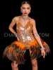 Exotic Orange Exaggerated Feather Hip Leotard