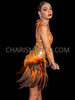 Exotic Orange Exaggerated Feather Hip Leotard
