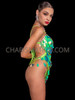 Green Oval Sequin Samba Carnival G-String Leotard 