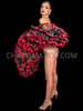 Black Red Lustrous Ruffle Organza Boa with Lace Trim