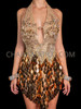 Nude Gold Luxurious Floral Sequin Dance Dress