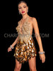 Nude Gold Luxurious Floral Sequin Dance Dress