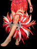 Fiery Red and White Feather Samba Leg Guards