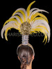 Yellow Spectacle Rooster Feather Tall Cabaret Headdress