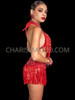 Red Salsa Sensation Fringe Two Pieces Dress