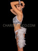 Silver Rhinestone Burlesque top and White Feather G-String