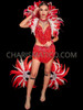 Red Samba Feather Fantasy Fest Carnival Costume Set 