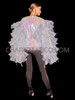 White Teardrop Sequin Drag Queen Jacket with Ruffle Organza Sleeves