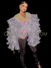 White Teardrop Sequin Drag Queen Jacket with Ruffle Organza Sleeves