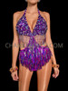 Purple Rectangular Sequin Salsa Dance Leotard