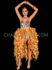 Gold Flame Organza Tail Bustle Skirt