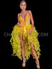 Yellow Flame Organza Tail Bustle Skirt