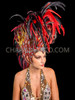 Red Orange Fire Inspired Mohawk Styled Red Feather Headdress