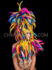 Colorful Carnival Feather Headdress with Feather Tassels