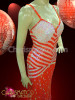 Floor-Length Orange And White Sequined Drag Queen Curve Enhancing Gown