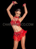 Red Rectangular Sequin Two Piece Jazz Dance Dress