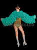 Green Drag Queen Tulle Ruffle Sleeve Bolero