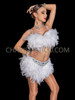 White Seductive Burlesque Feather Boa Bra and Skirt