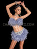 Grey Seductive Burlesque Feather Boa Bra and Skirt