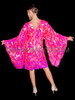 Pink Diamond Cut Sequin Flair Bat Wing Dress