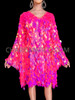 Pink Diamond Cut Sequin Flair Bat Wing Dress