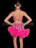 Neon Pink High-Necked Teardrop Sequin Dance Dress