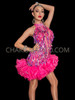 Neon Pink High-Necked Teardrop Sequin Dance Dress